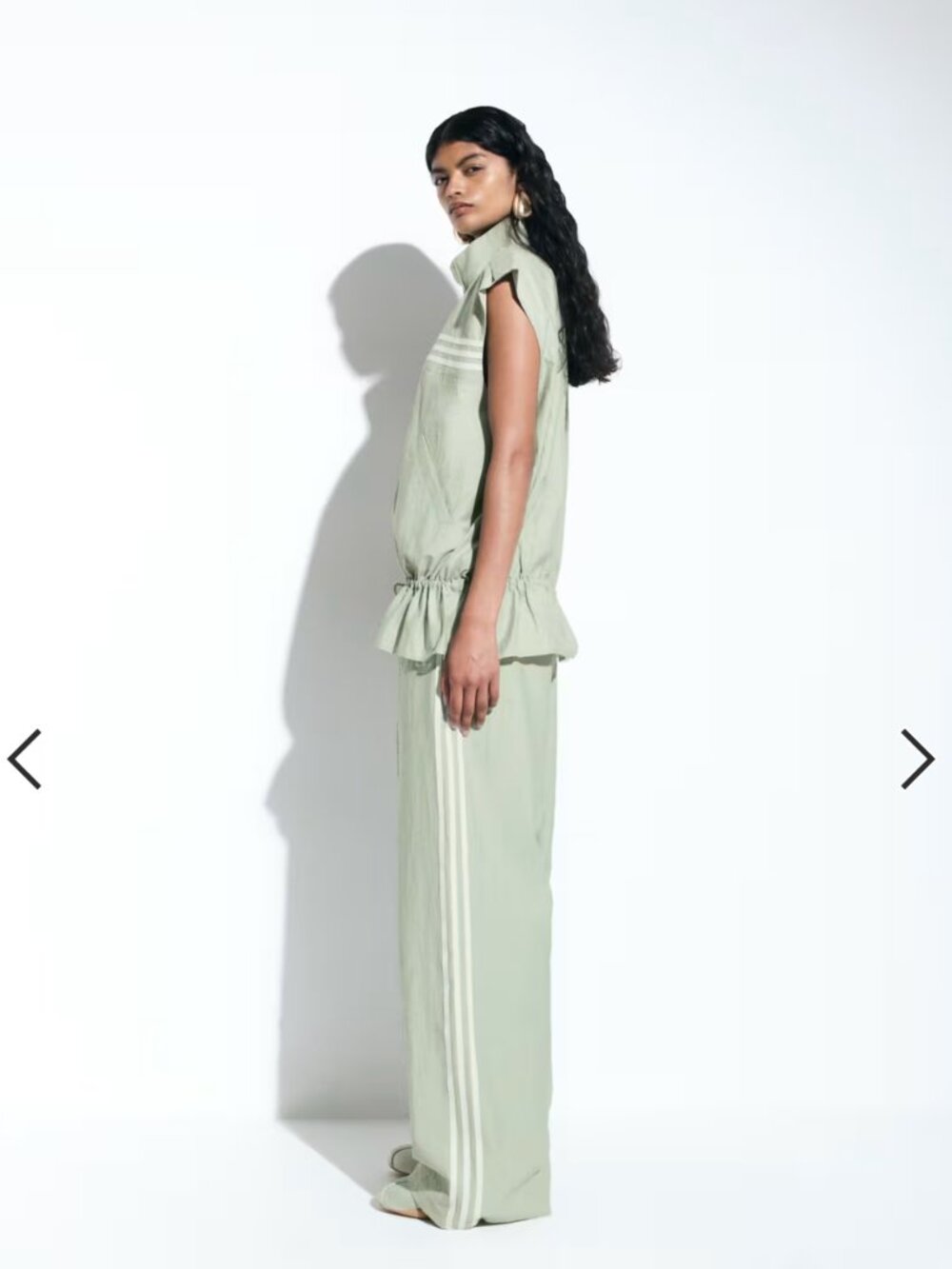 adidas Originals x ASOS women's wide leg track pants in sage, size medium
